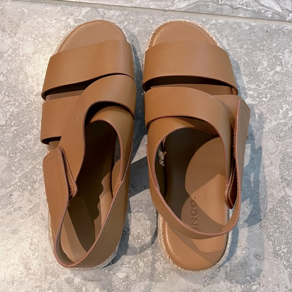 Vince Espadrille Flat Sandals Brown Women’s Shoes Size 8.5M New w/Tag - Picture 5 of 7